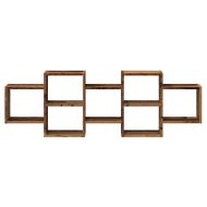 Стенен рафт, старо дърво, 129x18x42 см, инженерно дърво