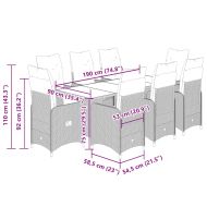Градински бистро комплект с възглавници 9 части черен полиратан