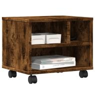 Стойка за принтер с колелца, опушен дъб, 41x32x34,5 см