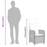 Градински бистро комплект с възглавници 3 части сив полиратан