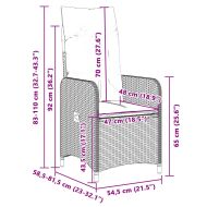 Градински бистро комплект с възглавници 3 части сив полиратан