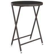 Бистро комплект от 3 части, полиратан и закалено стъкло, кафяв