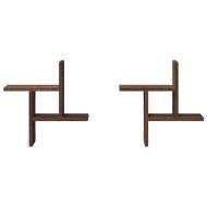 Стенни рафтове, 2 бр, кафяв дъб, 38x12x38 см, инженерно дърво