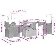 Градински трапезен комплект възглавници 4 части черен полиратан