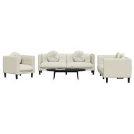 Комплект дивани 3 части с възглавници, кремав, кадифе