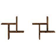 Стенни рафтове, 2 бр, опушен дъб, 38x12x38 см, инженерно дърво