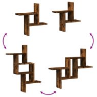 Стенни рафтове, 2 бр, опушен дъб, 38x12x38 см, инженерно дърво