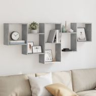 Стенен рафт, бетонно сив, 159x18x66 см, инженерно дърво