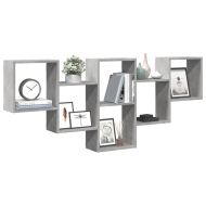 Стенен рафт, бетонно сив, 159x18x66 см, инженерно дърво