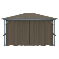 Шатра със завеси и LED светещи стрингове 4x3 м таупе алуминий