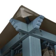 Шатра със завеси и LED светещи стрингове 4x3 м таупе алуминий