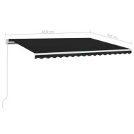 Ръчно прибираща се тента с LED, 450x300 см, антрацит