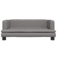 Детски диван, сив, 80x45x30 см, изкуствена кожа