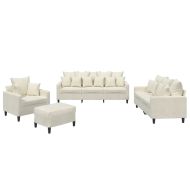 Комплект дивани от 4 части с възглавници, кремав, кадифе