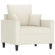 Кресло с табуретка, кремаво, 60 см, кадифе