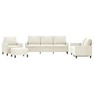 Комплект дивани от 4 части с възглавници, кремав, кадифе