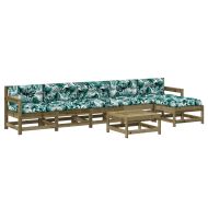 Градински лаундж комплект 7 части с възглавници импрегниран бор