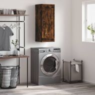 Стенен шкаф опушен дъб 34,5x34x90 см инженерно дърво