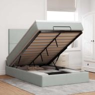 Османска легло с матраци, светлосиво, 120x200 см, кадифе