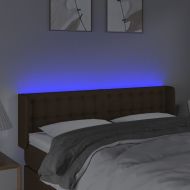 LED Горна табла за легло, тъмнокафява, 147x16x78/88 см, плат