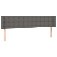 Горна табла за легло, сива, 183x16x78/88 см, изкуствена кожа