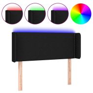 LED горна табла за легло, черна, 83x16x78/88 см, плат