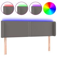 LED горна табла за легло, сива, 147x16x78/88см, изкуствена кожа