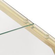 Кафе маса, златиста, неръждаема стомана и закалено стъкло