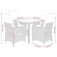 Градински трапезен комплект 5 части с възглавници сив полиратан