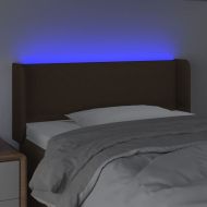 LED Горна табла за легло, тъмнокафява, 93 x 16 x 78/88 см, плат