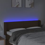 LED Горна табла за легло, тъмнокафява, 147x16x78/88 см, плат