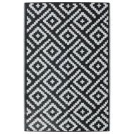 Килим за открито, ARAKIL бяло и черно, 120x180 см, PP