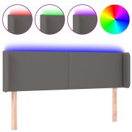 LED горна табла за легло, сива, 147x16x78/88см, изкуствена кожа