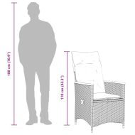 Бистро комплект с възглавници 3 части черен полиратан