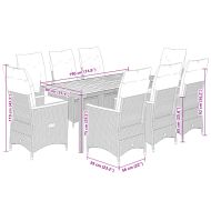 Градински трапезен комплект възглавници 9 части черен полиратан