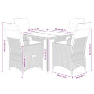 Градински комплект с възглавници, 5 части, бежов полиратан