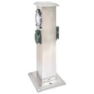 Градински стълб за ел. контакти, неръждаема стомана с часовник