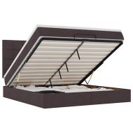 Османска легло с матрак и LED, тъмнокафяво, 160x200 см, плат