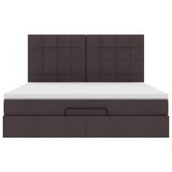 Османска легло с матрак и LED, тъмнокафяво, 160x200 см, плат