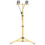 LED прожектор със статив, 2x10 W, топло бяло