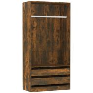 Гардероб, опушен дъб, 100x50x200 см, инженерно дърво