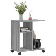 Странична маса с колела сив сонома 50x30x55 см инженерно дърво