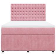 Боксспринг легло с матрак, розово, 140x200 см, кадифе