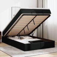 Османска легло с матрак, черно, 120x200 см, изкуствена кожа