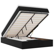 Османска легло с матрак, черно, 120x200 см, изкуствена кожа