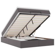 Османско легло с матрак сиво 140x190cm изкуствена кожа