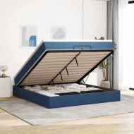 Османска легло с матраци, синьо, 200x200 см, плат