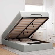 Османска легло с матрак, светлосиво, 120x200 см, кадифе