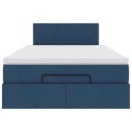 Османска легло с матрак, синьо, 120x200 см, плат