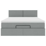 Османско легло с матрак Светло сиво 140x190 cm Плат